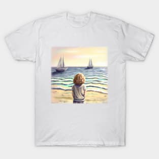 Little girl by the sea T-Shirt